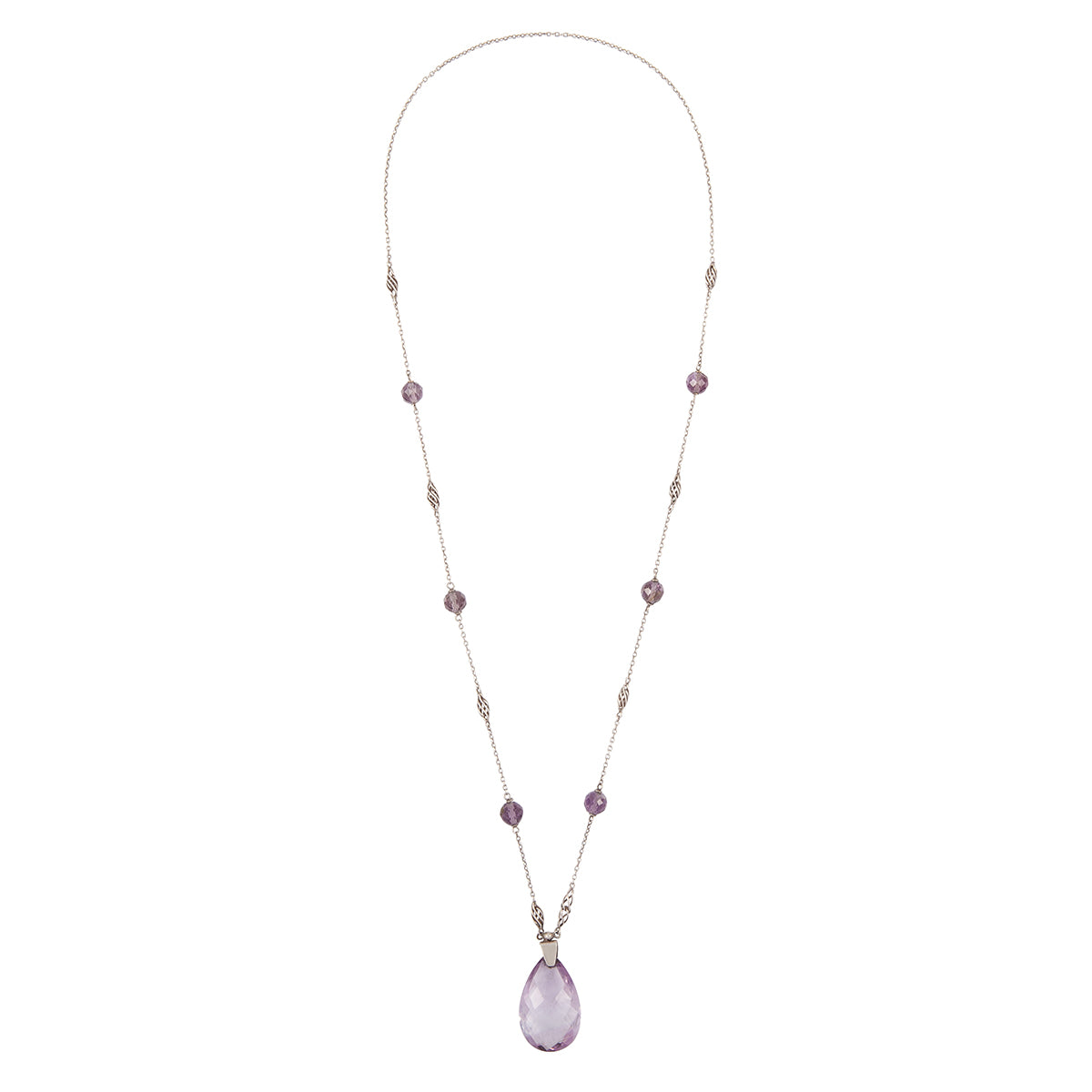 Sterling Silver Necklace with Amethyst Pendant