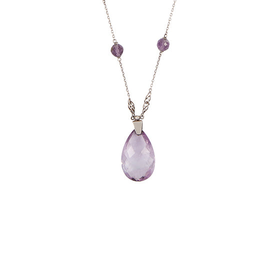 Sterling Silver Necklace with Amethyst Pendant