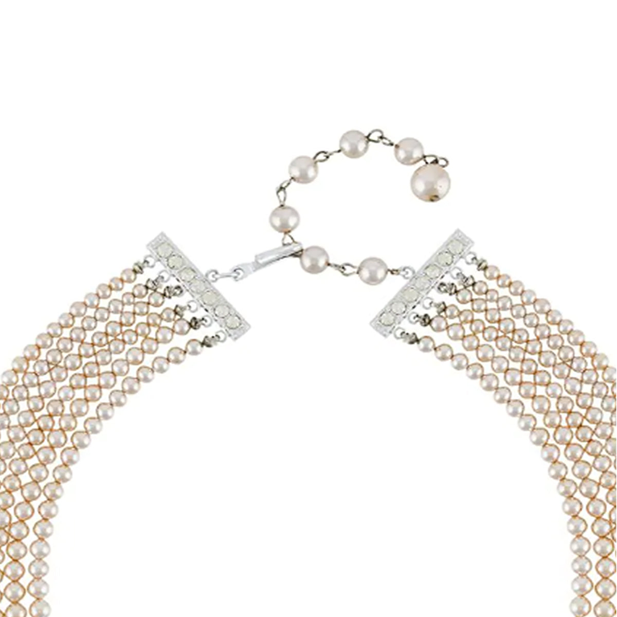 1980s Vintage 6 Strand Faux Pearl Necklace