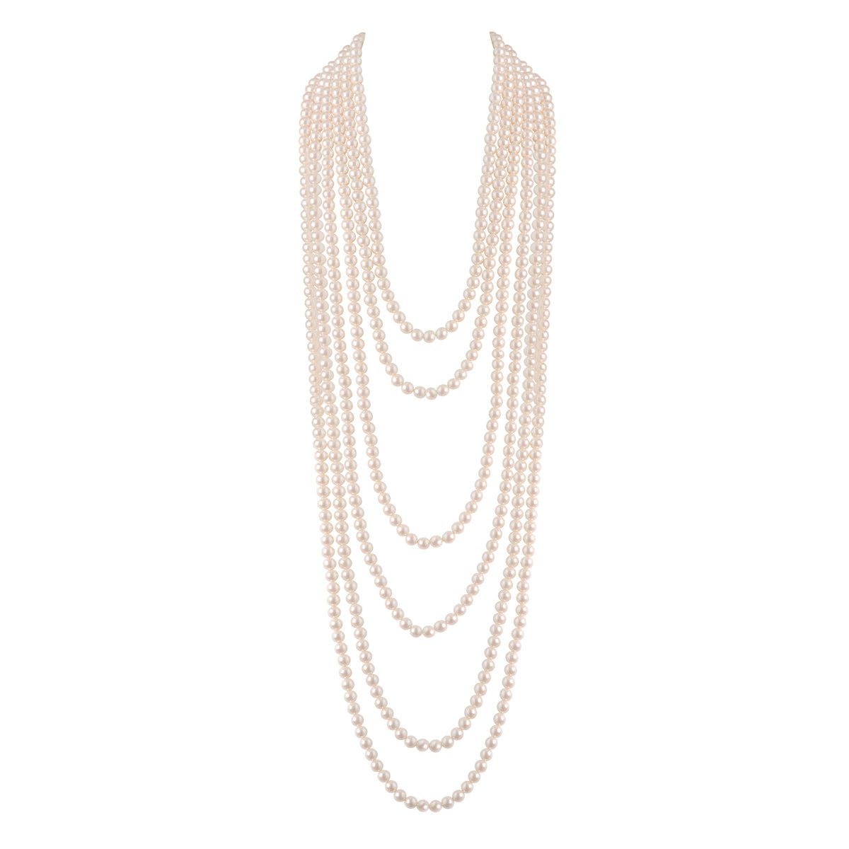 1970s Vintage Faux Pearl Multi Strand Necklace