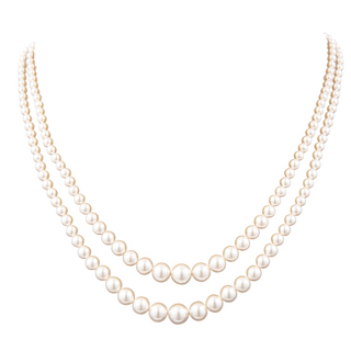 1950s Vintage Faux Pearl Double Stranded Necklace