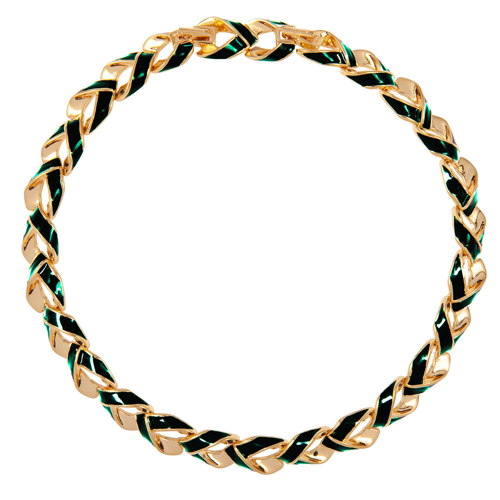 1980s Vintage D'Orlan Green Enamel Necklace