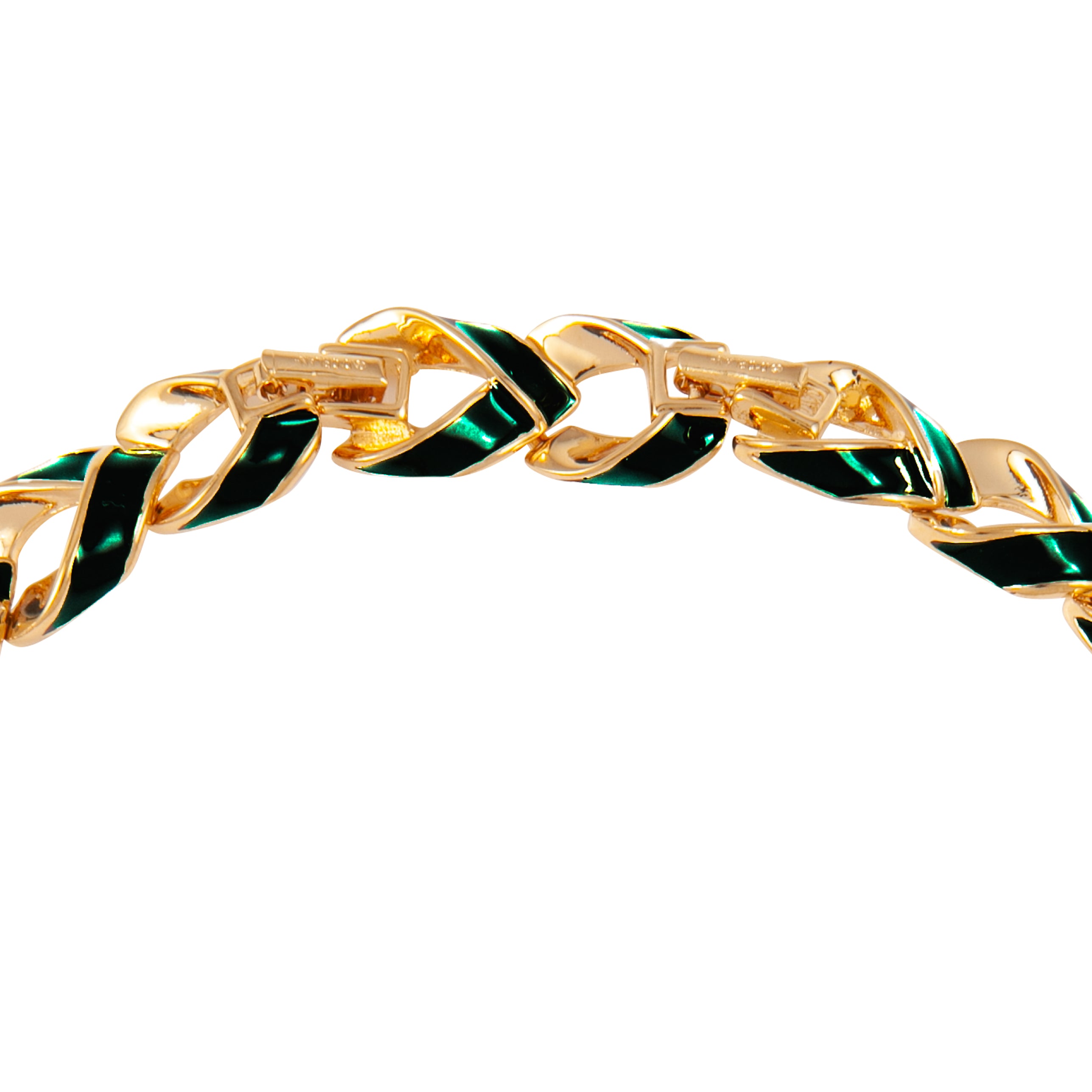 1980s Vintage D'Orlan Green Enamel Necklace