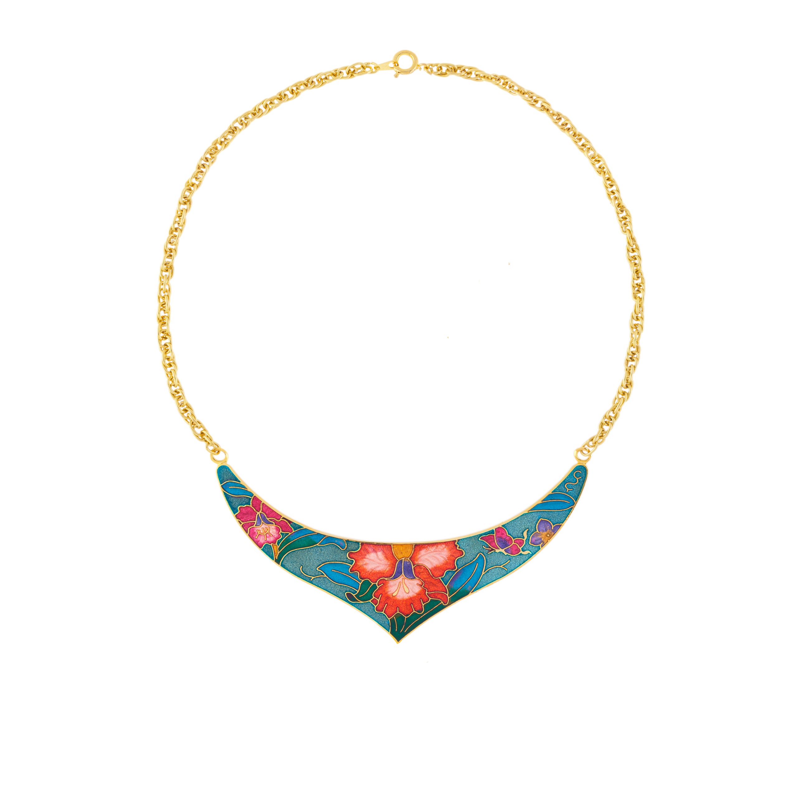 1980s Vintage Cloisonné Necklace