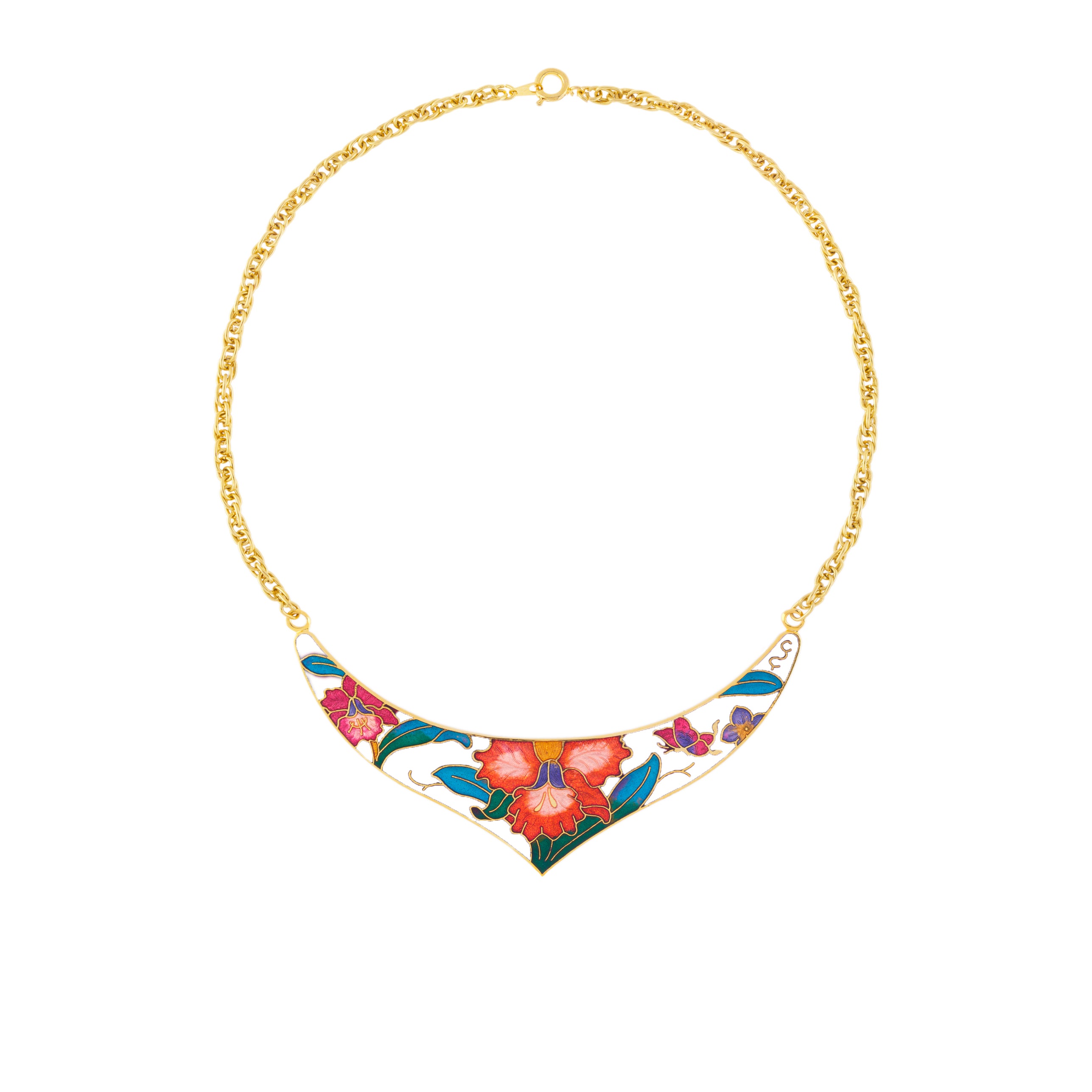 1980s Vintage Cloisonné Necklace