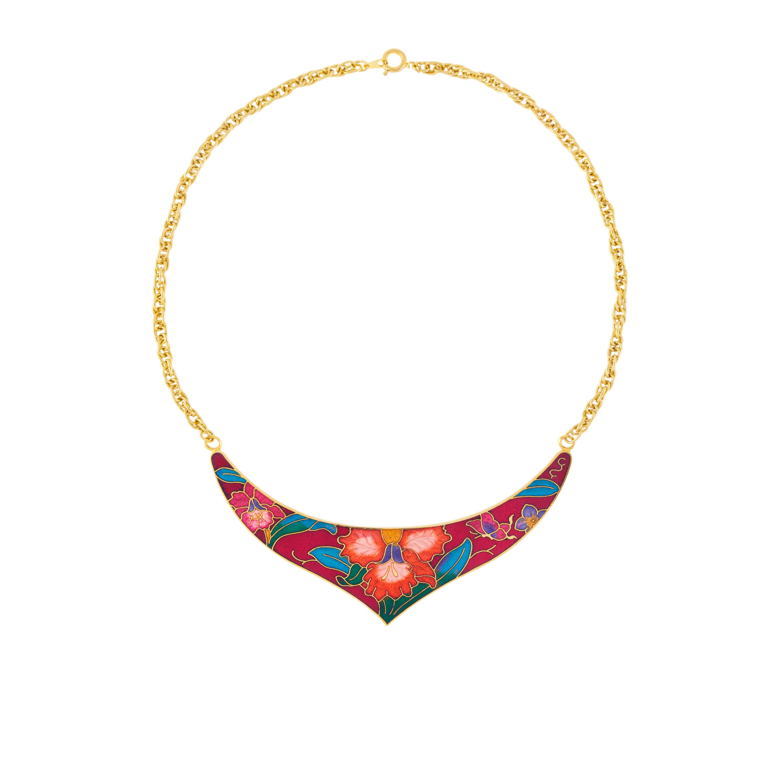 1980s Vintage Cloisonné Necklace