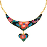 1980s Vintage Cloisonné Heart Necklace