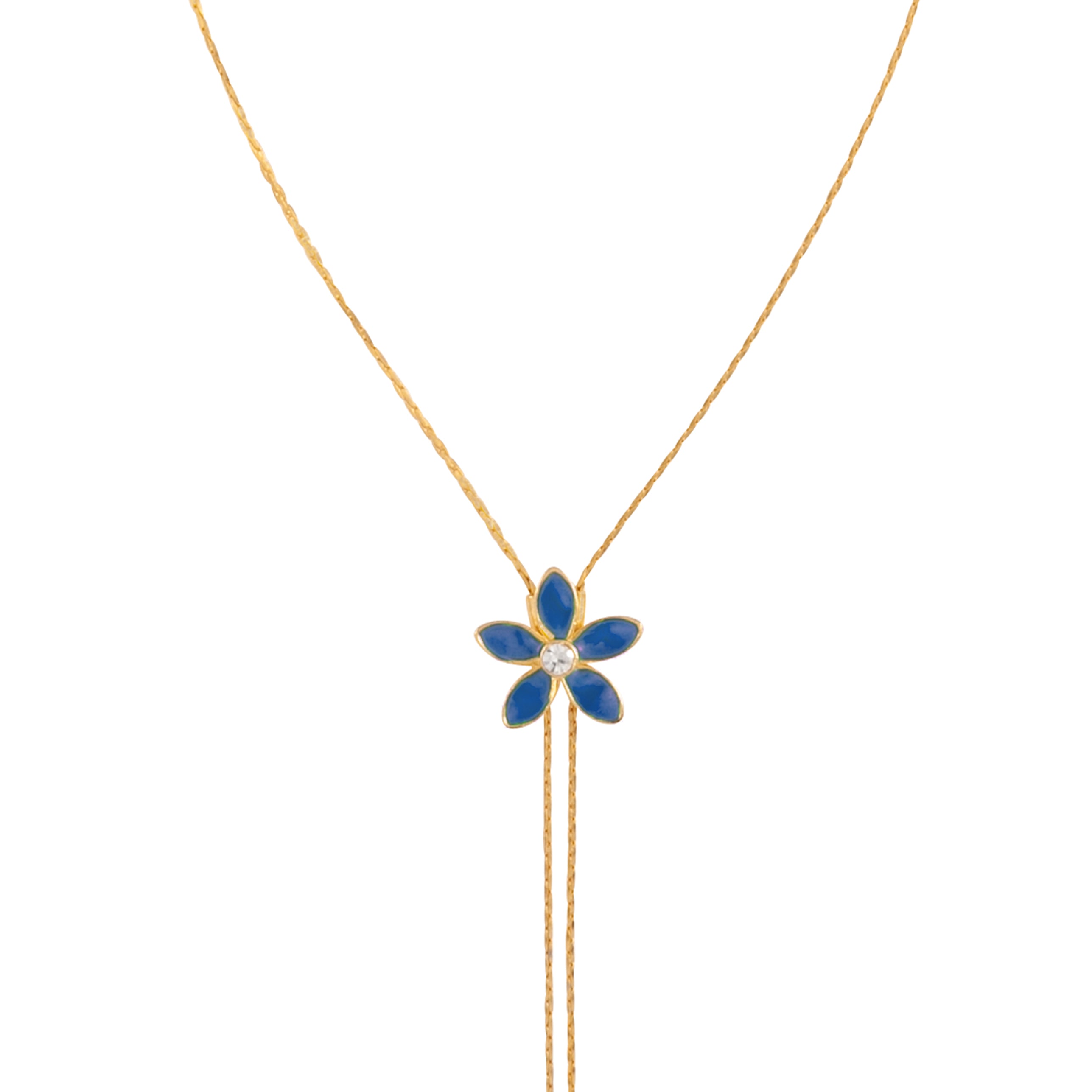 1990s Vintage Blue Floral Lariat Necklace