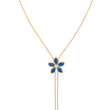 1990s Vintage Blue Floral Lariat Necklace
