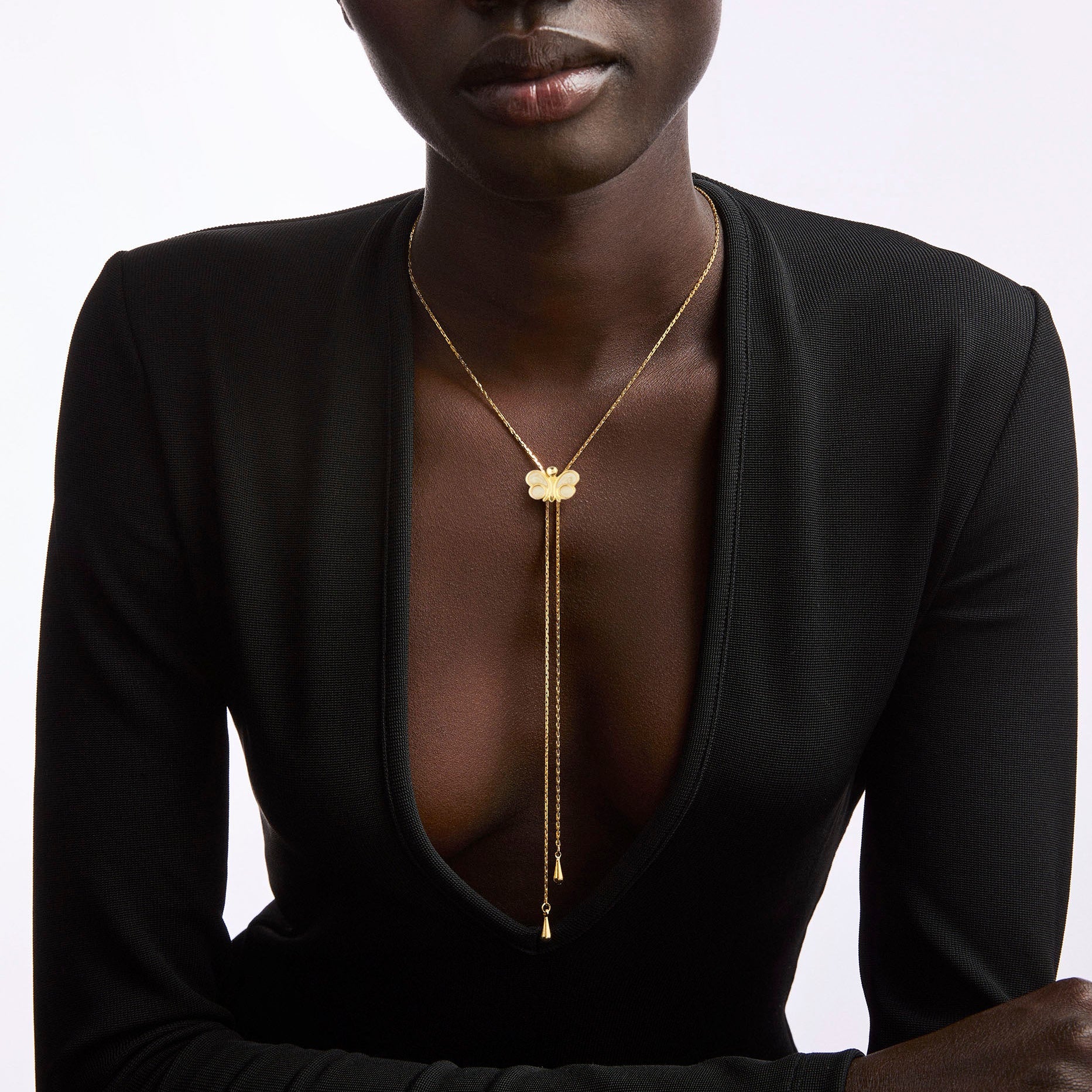 1980s Vintage Butterfly Lariat Necklace