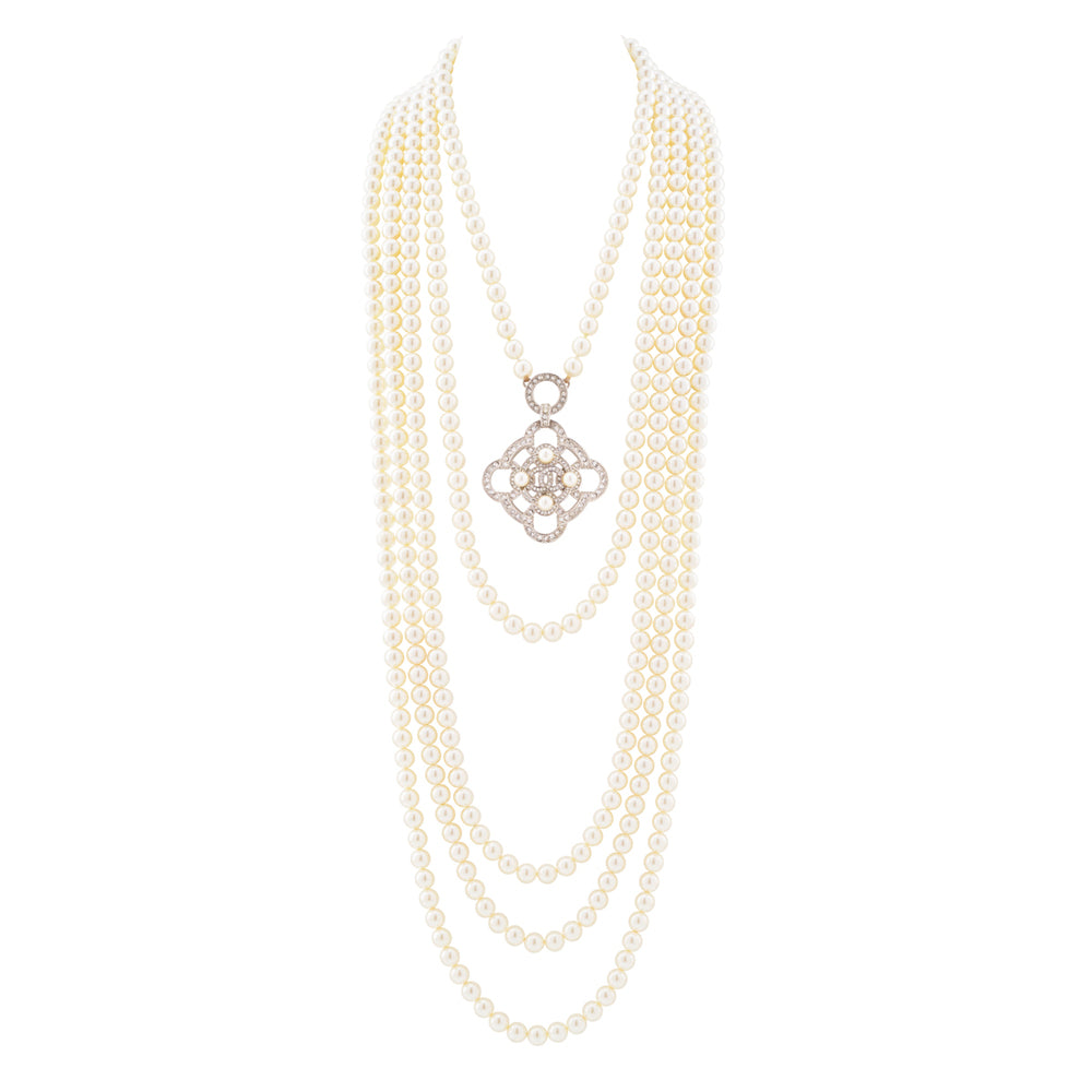 2016 Chanel Multi Strand Faux Pearl Necklace
