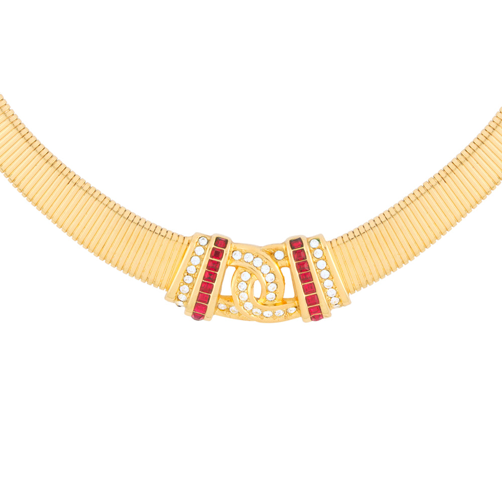 1980s Vintage Christian Dior Flex Chain Collar Necklace