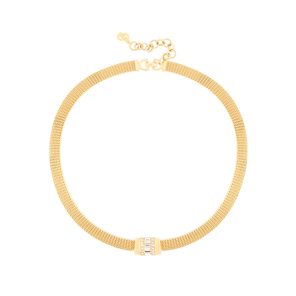 1980s Vintage Christian Dior Flat Weave Collar Necklace