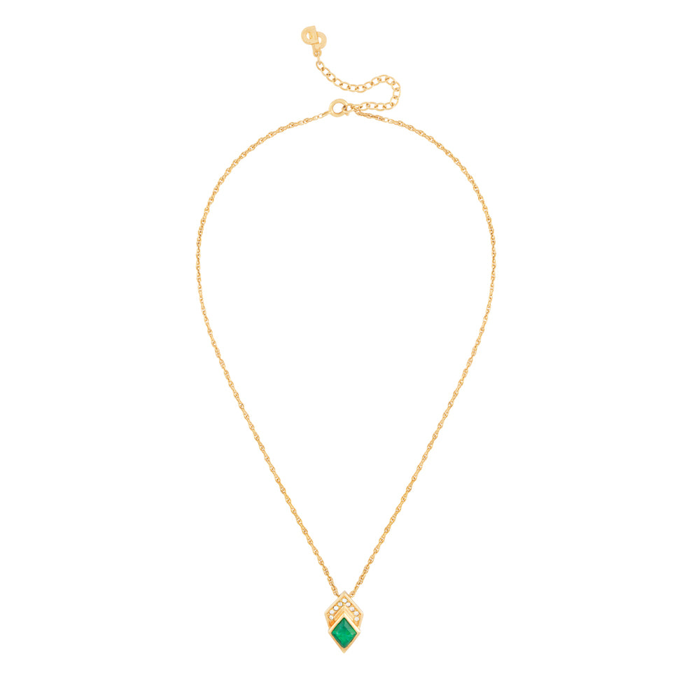 1980s Vintage Christian Dior Deco Revival Emerald Necklace