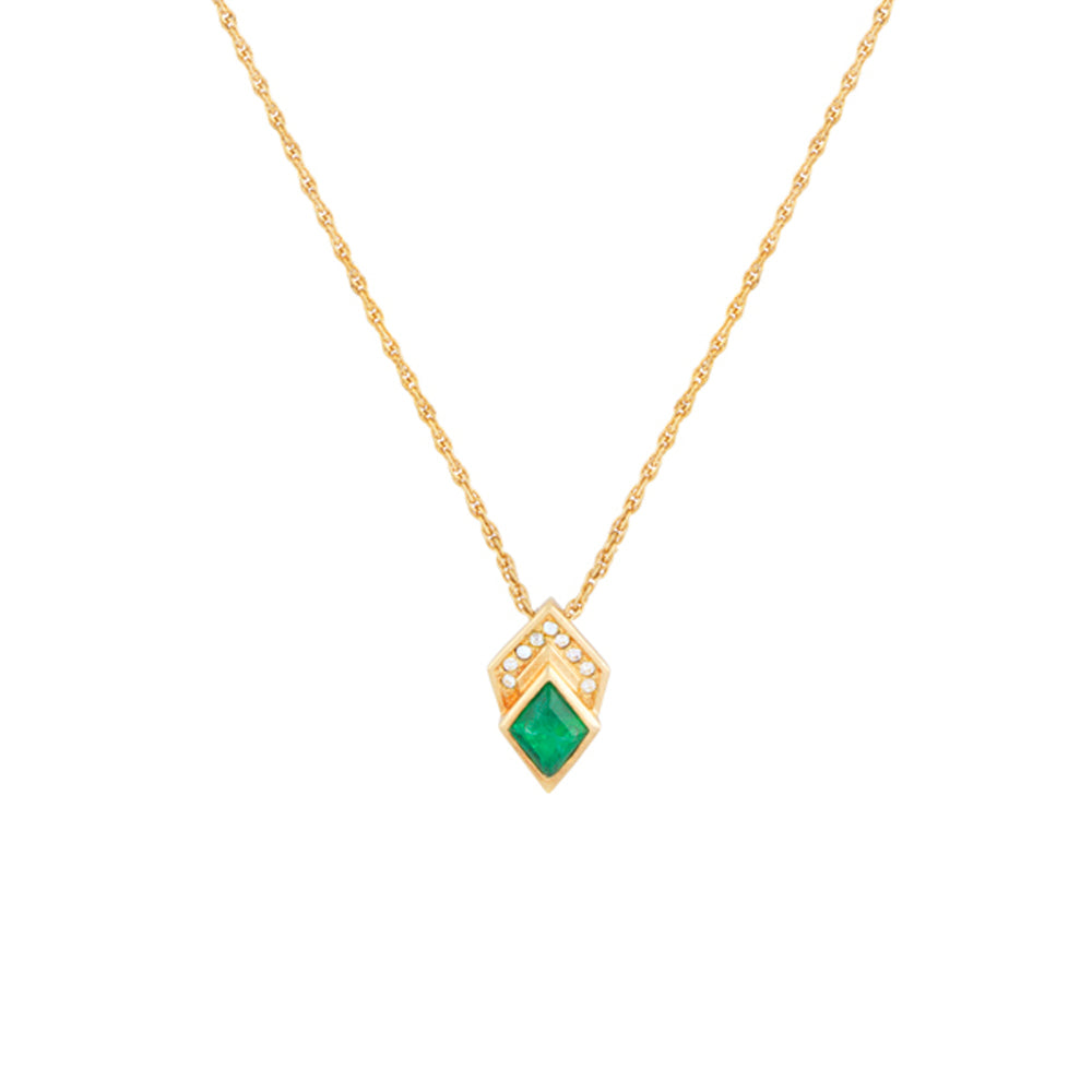 1980s Vintage Christian Dior Deco Revival Emerald Necklace