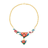 1980s Vintage Cloisonné Heart Necklace