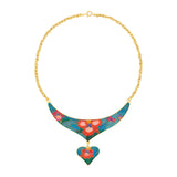 1980s Vintage Cloisonné Heart Necklace
