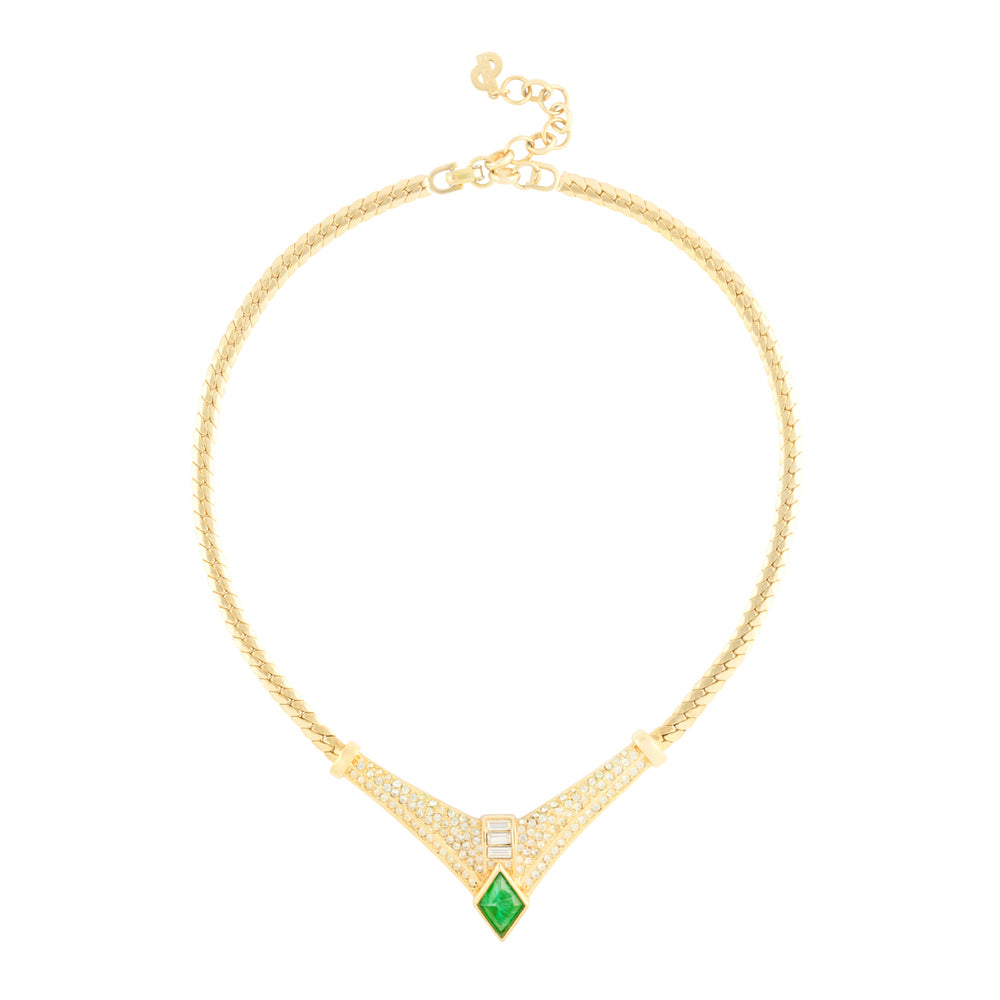 1980s Vintage Christian Dior Emerald Necklace
