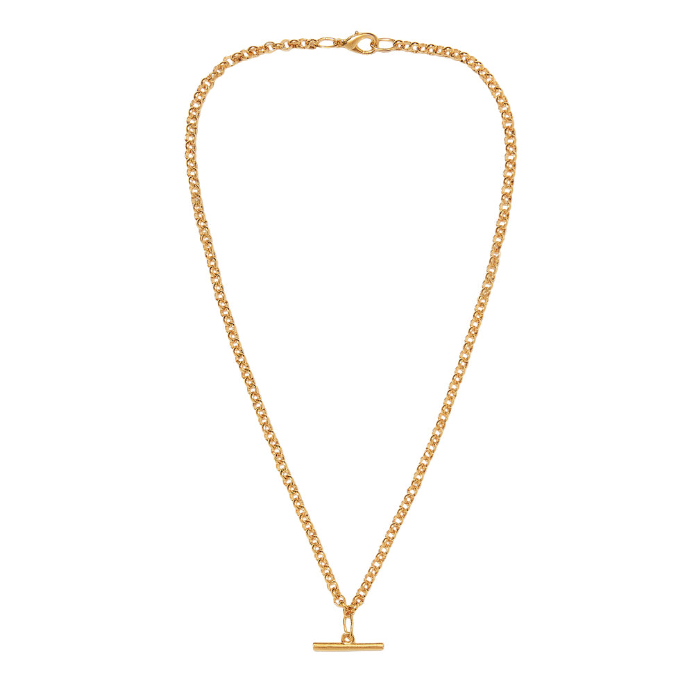 1990s Vintage Belcher Chain Necklace with T Bar