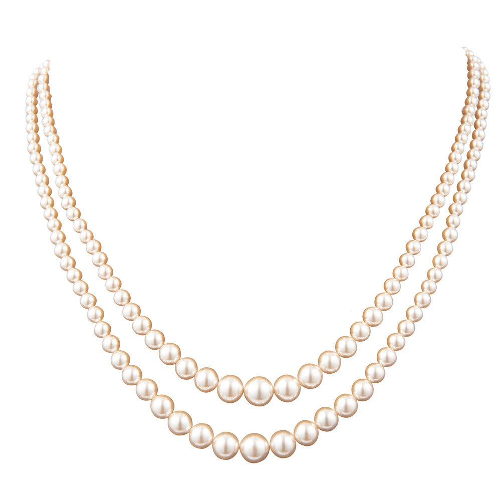 1950s Vintage Faux Pearl Double Strand Necklace