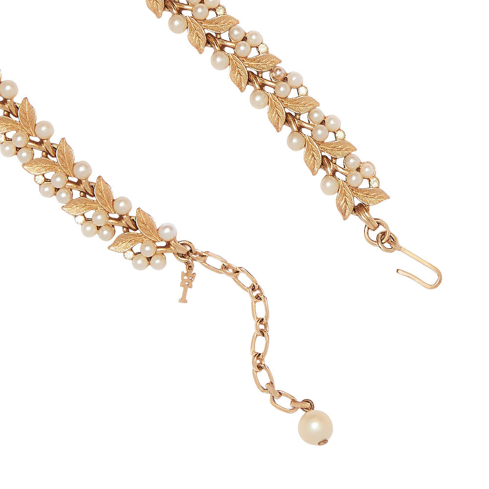 1960s Vintage Trifari Brushed Leaf Necklace