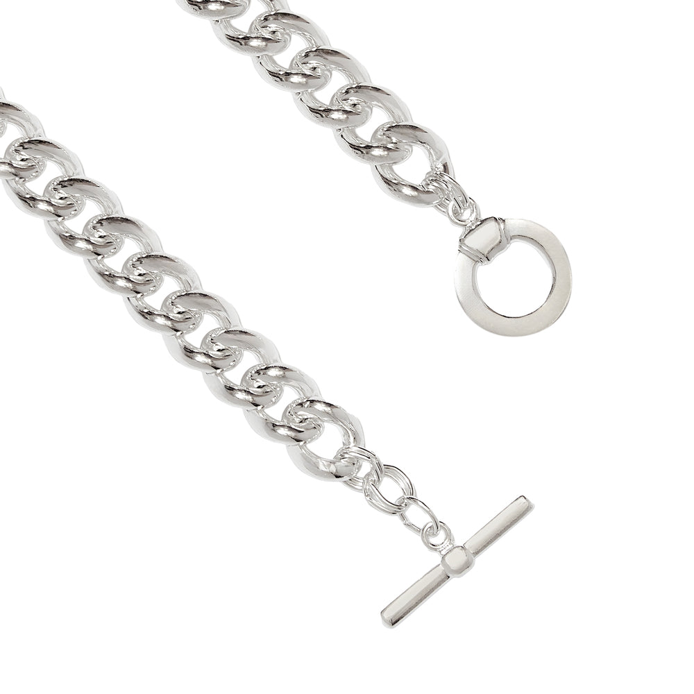1990s Vintage Curb Chain Necklace with T-Bar