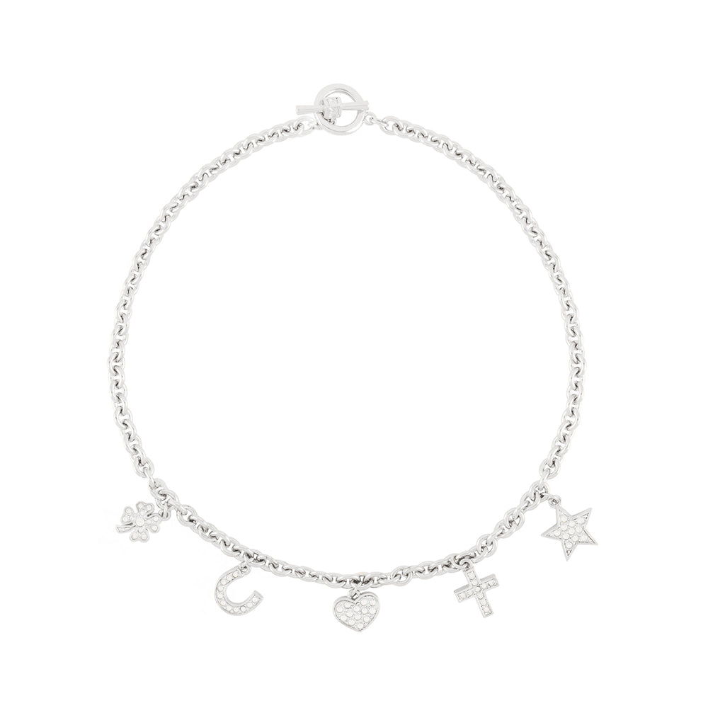 1990s Vintage Nina Ricci Silver Charm Necklace