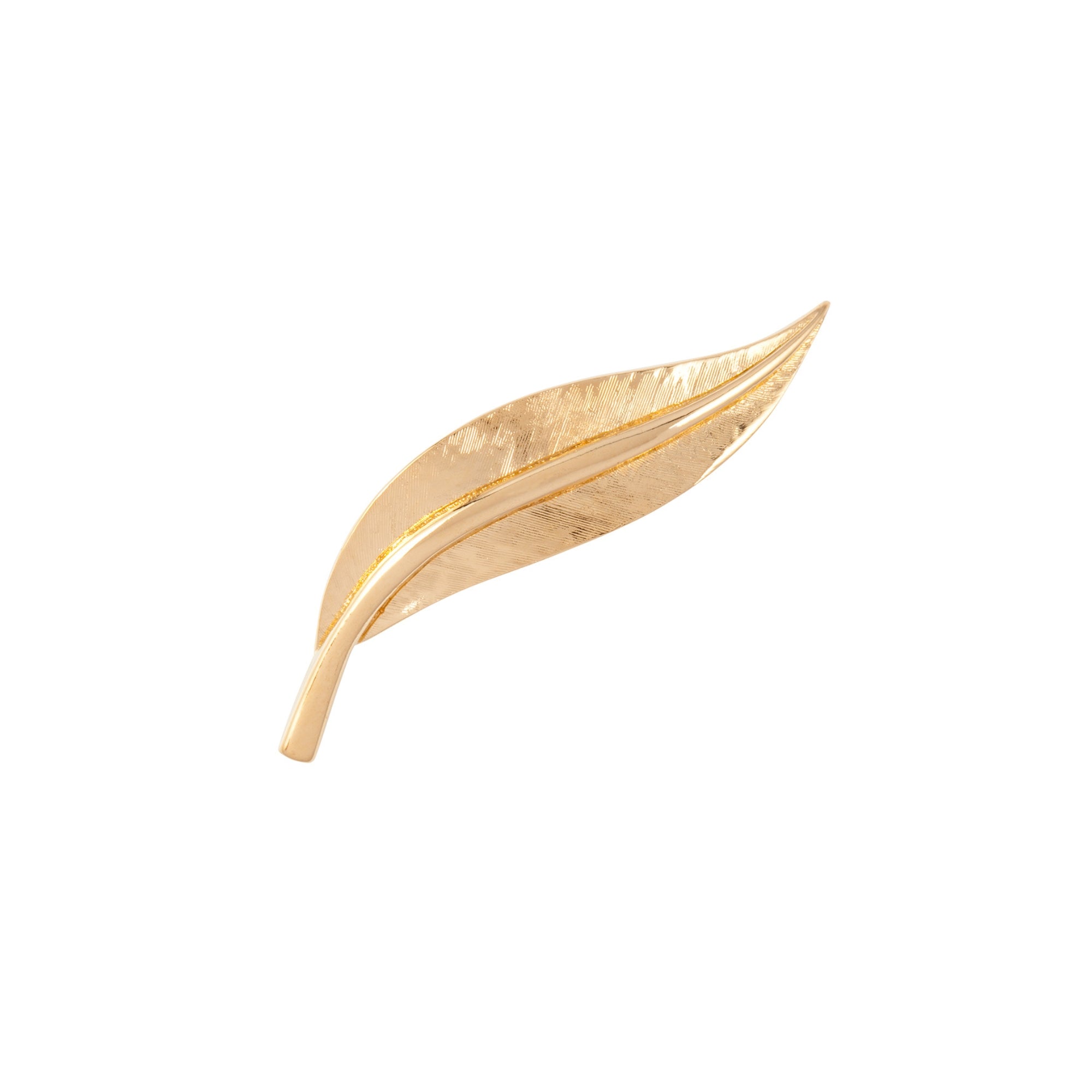 1990s Vintage D'Orlan Brushed Leaf Brooch