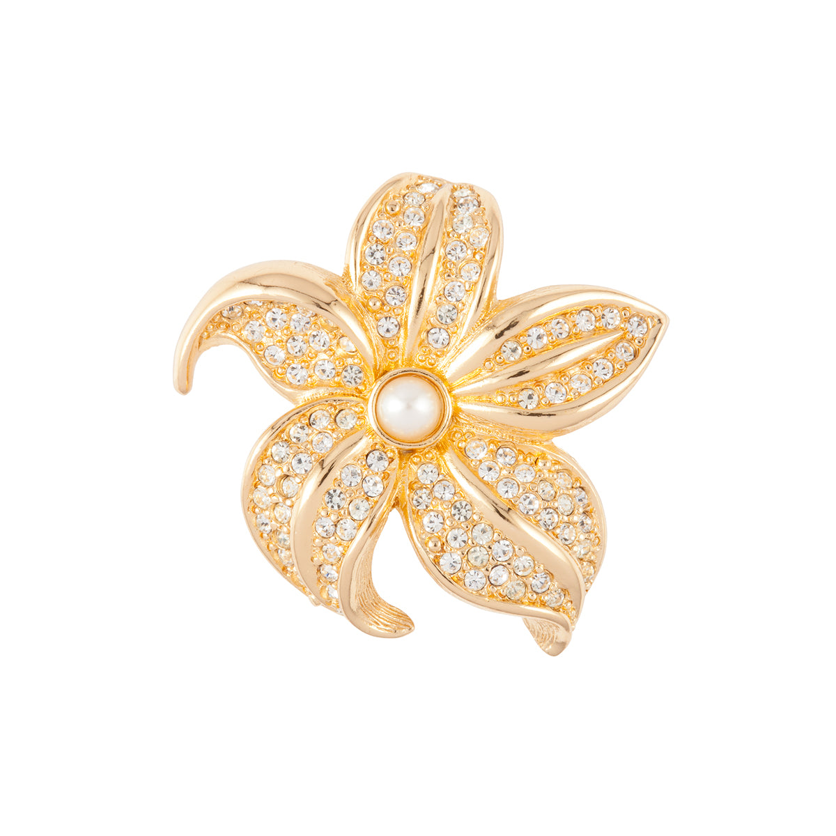 1980s Vintage Christian Dior Flower Crystal Brooch