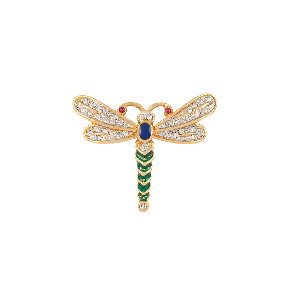 Vintage Attwood & Sawyer 22k outlet gold plated Enamle Swarovski crystals Dragonfly pin