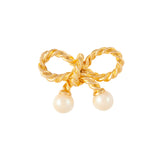 1980s Vintage Edwardian Revival Faux Pearl Bow Brooch