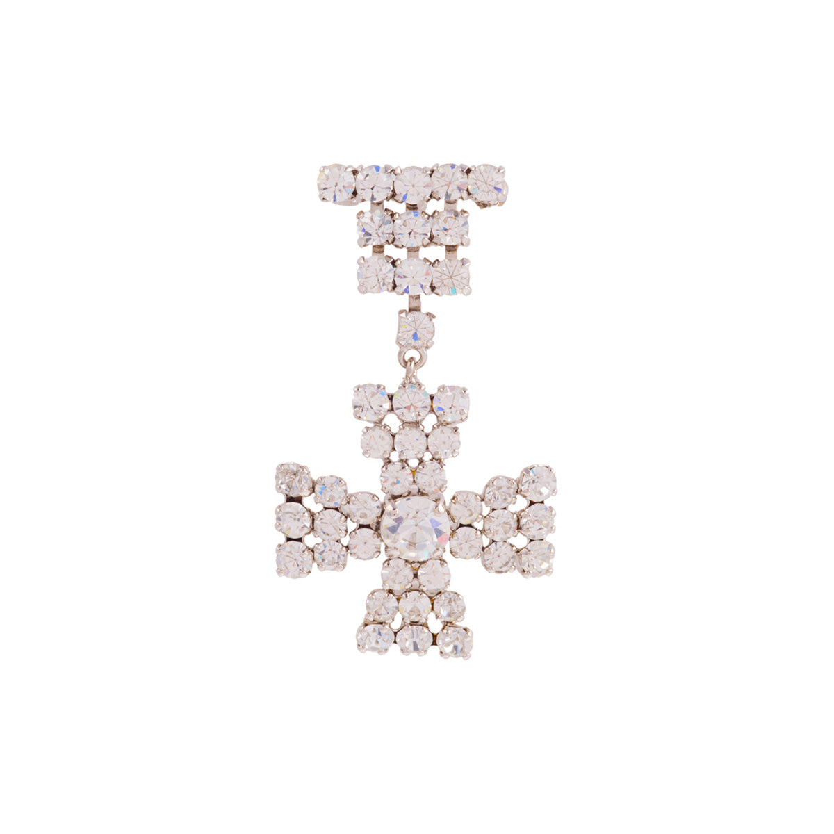 1980s Vintage Crystal Cross Brooch
