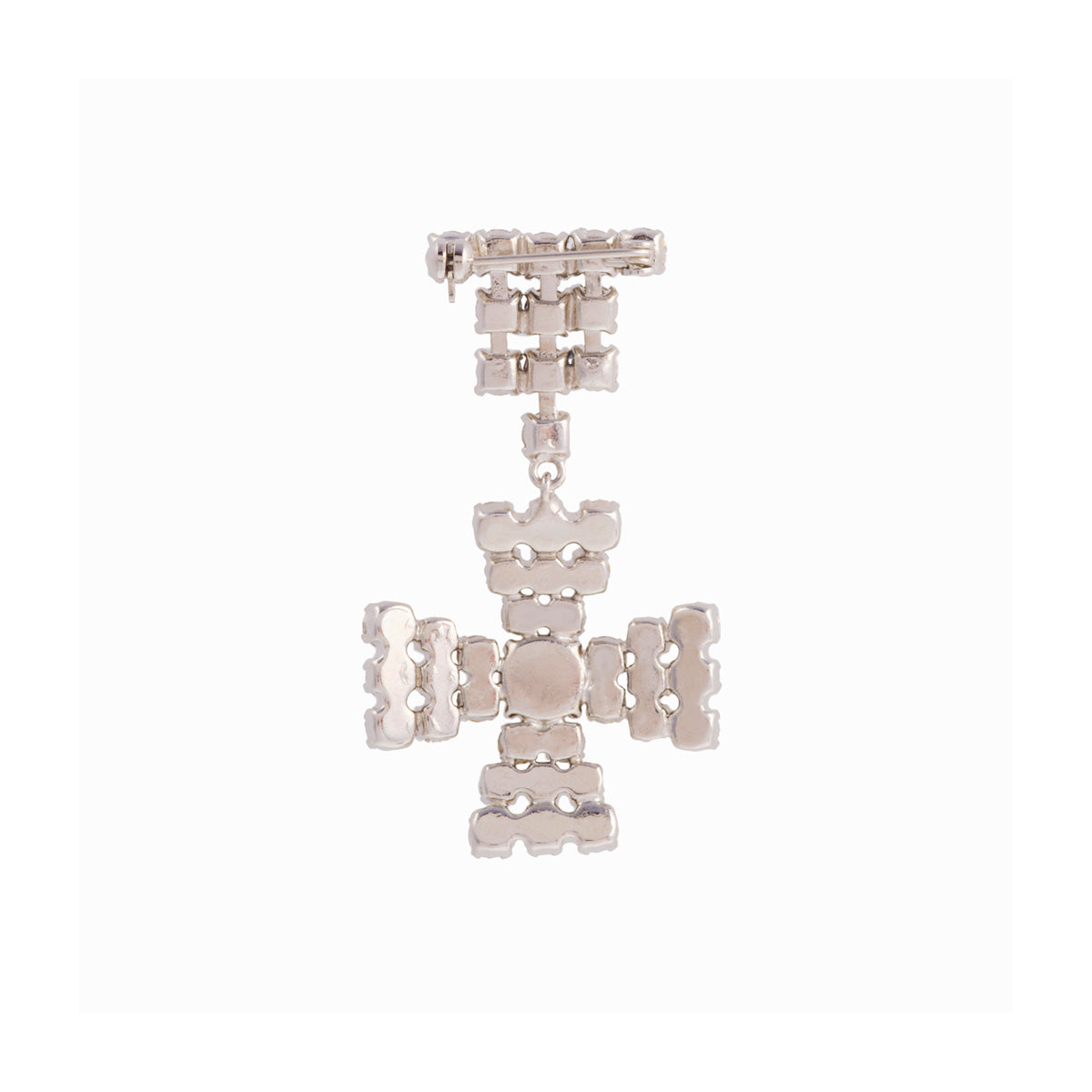 1980s Vintage Crystal Cross Brooch