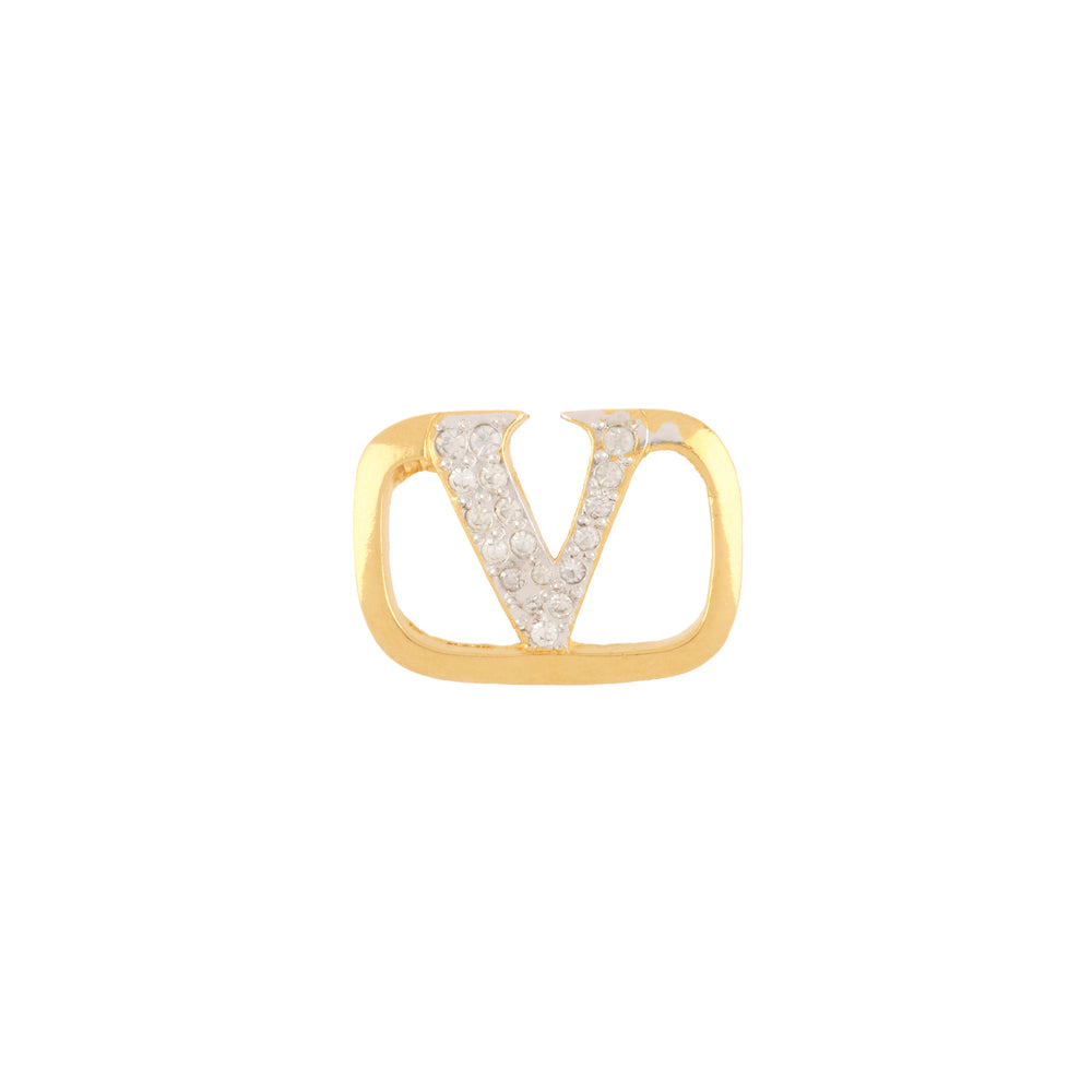 1980s Vintage Valentino Logo Brooch