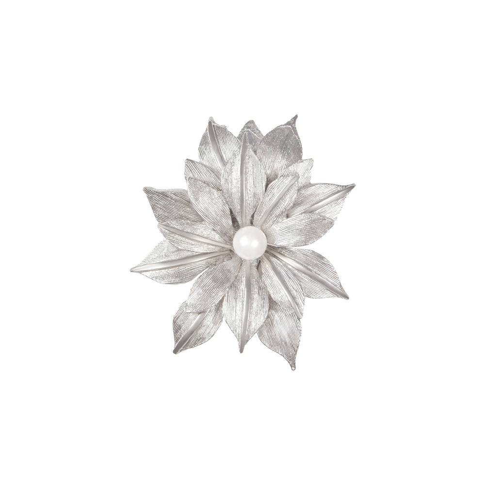 1980s Vintage Floral Faux Pearl Brooch
