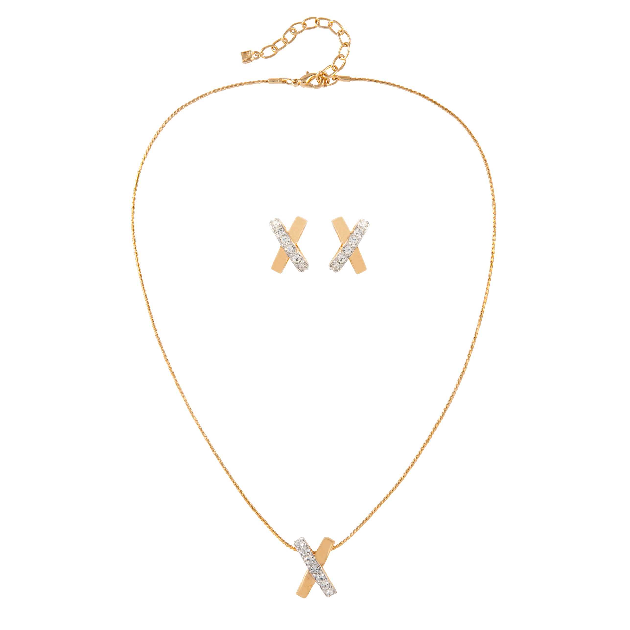 1980s Vintage Nina Ricci Crossover Earring and Necklace Set