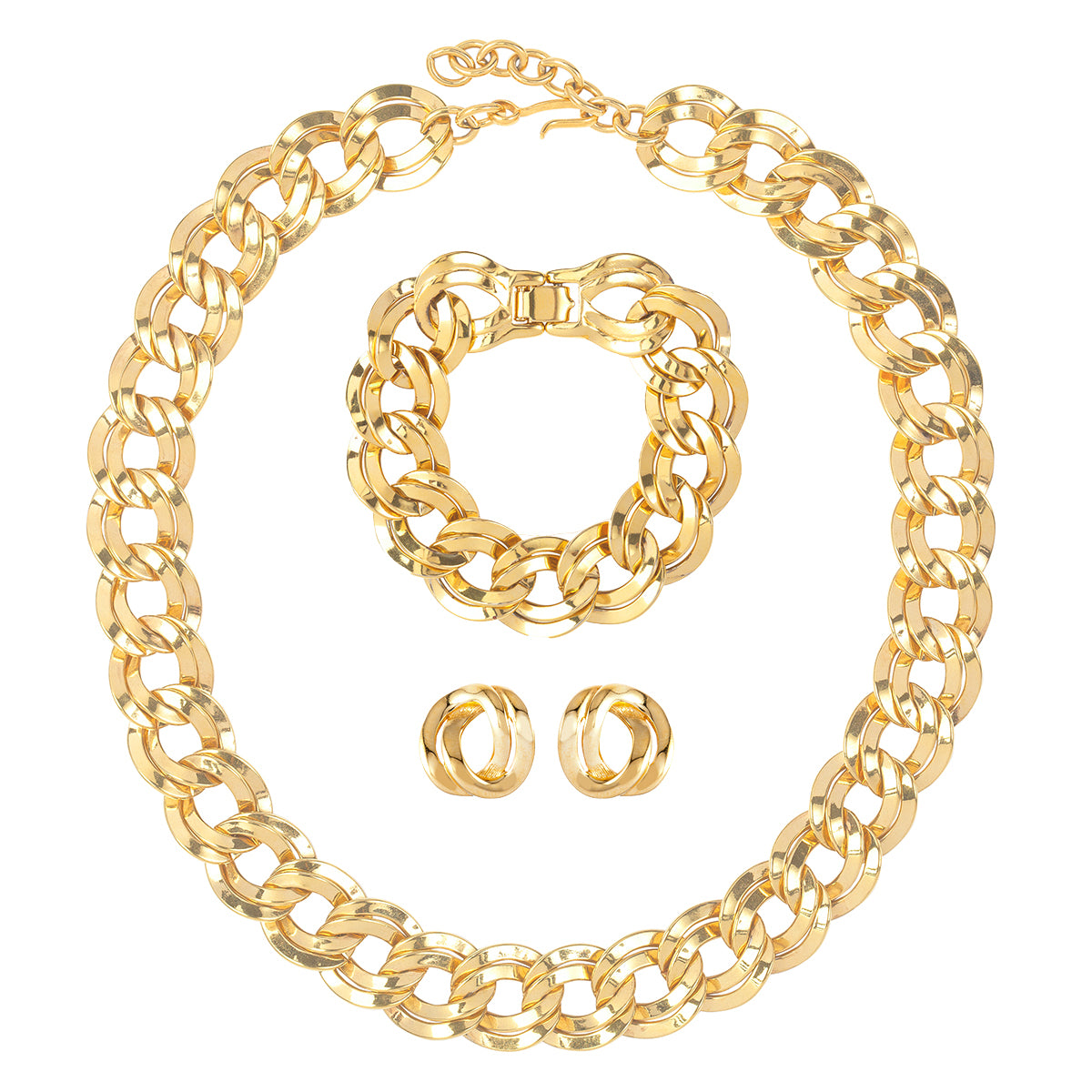 1980s Vintage Double Link Chain Set