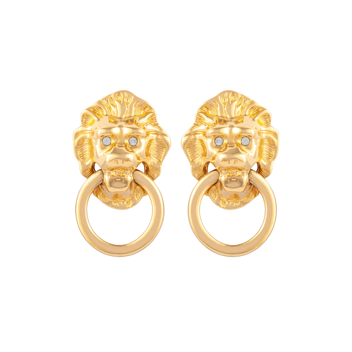 1990s Vintage Kenneth Jay Lane Lion Earring and Necklace Set