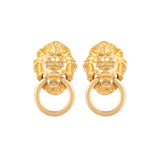 1990s Vintage Kenneth Jay Lane Lion Earring and Necklace Set