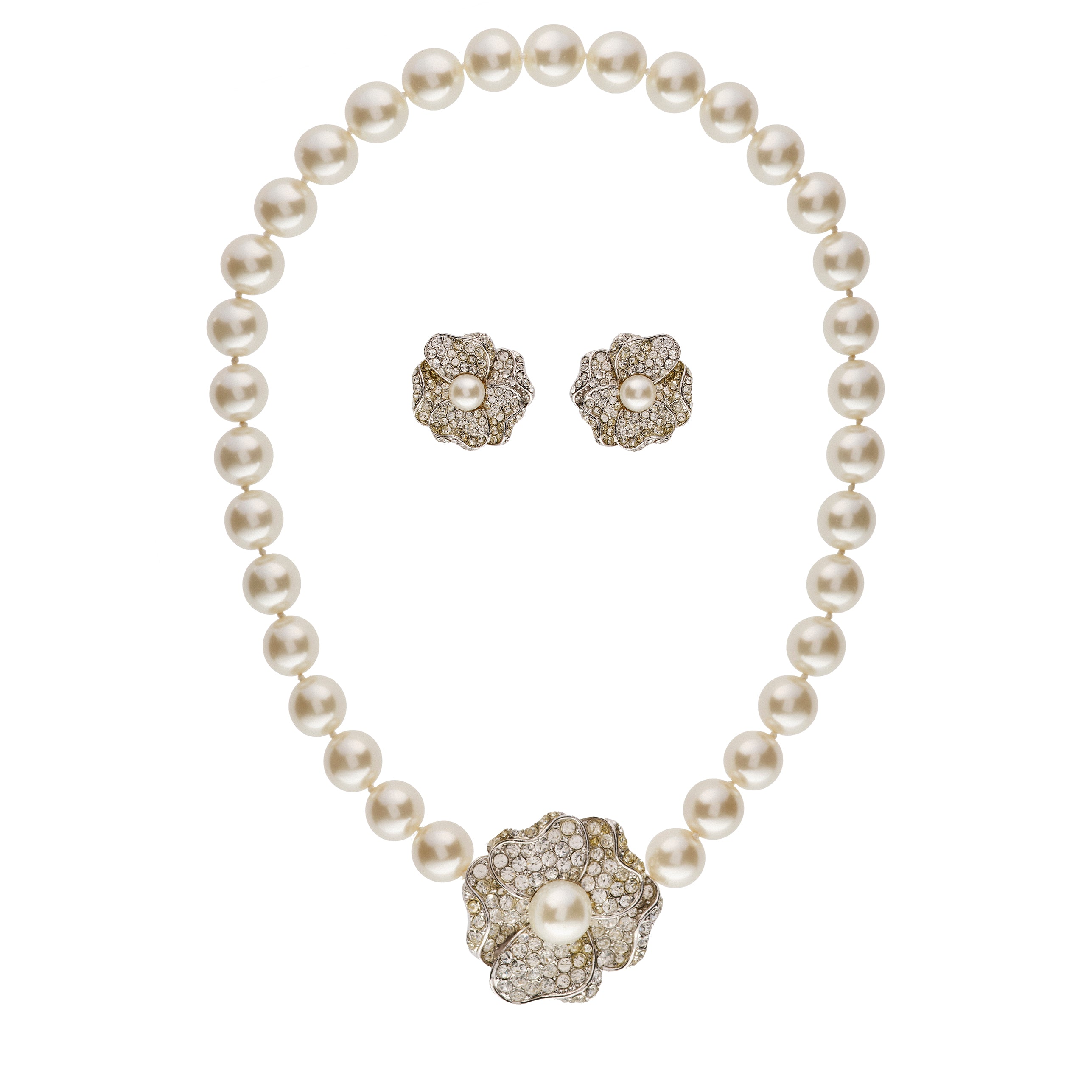 1990s Vintage Kenneth Jay Lane Earring and Necklace Matching Set