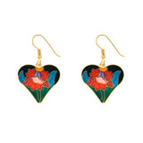 1980s Vintage Cloisonné Heart Necklace and Earrings Set