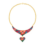 1980s Vintage Cloisonné Heart Necklace