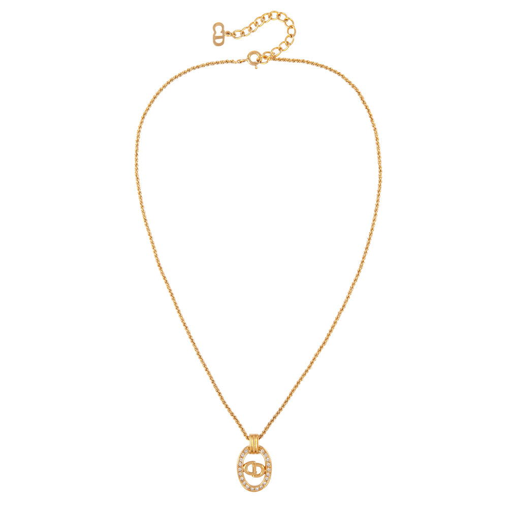 1980s Vintage Christian Dior Oval Pendant Necklace