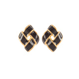 1990s Vintage D'Orlan Black Enamel Necklace and Earrings Set