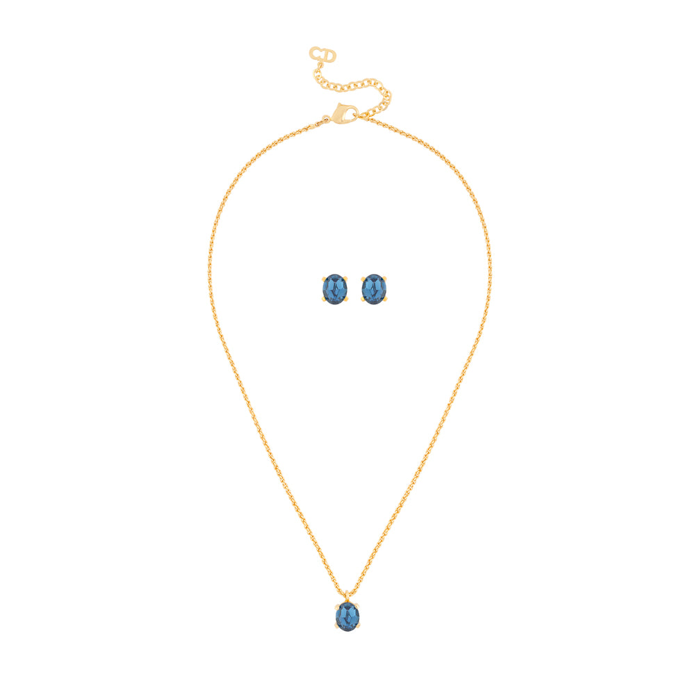1980s Vintage Christian Dior Sapphire Earring and Necklace Set