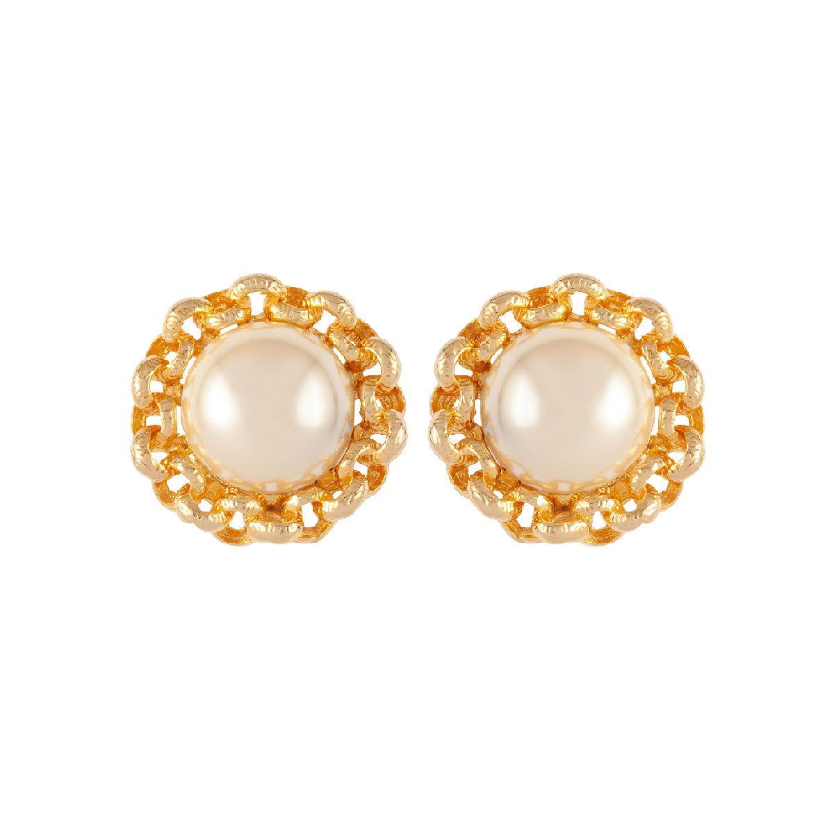 1990s Vintage Faux Pearl Clip On Earrings