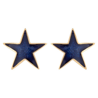 1990s Vintage Blue Enamel Star Clip-On Earrings