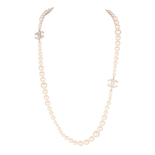 Chanel Logo Faux Pearl Necklace