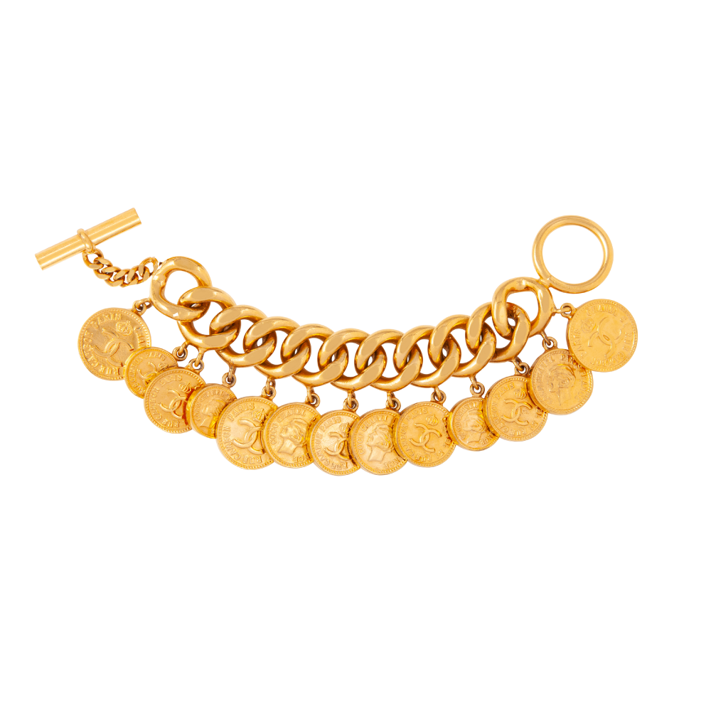1980s Vintage Chanel Byzantine Medallion Bracelet