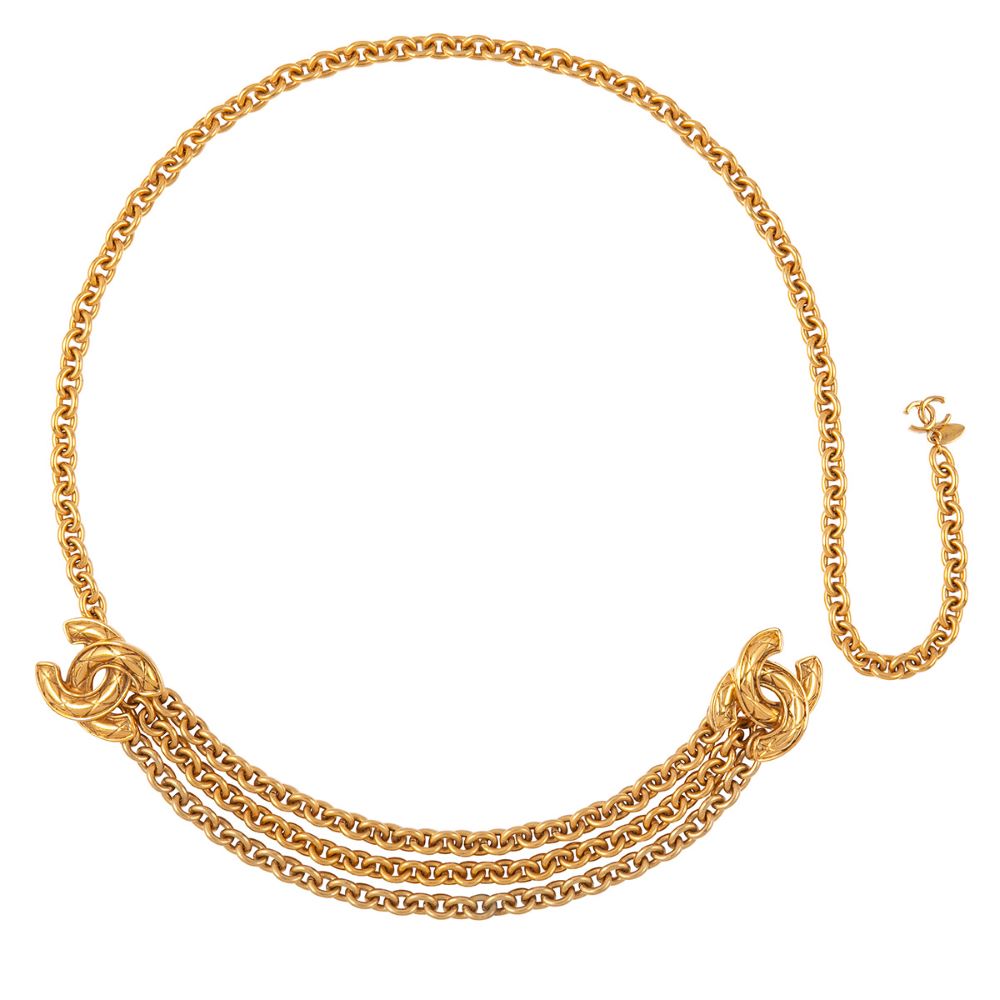 1980s Vintage Chanel Chain Logo Belt